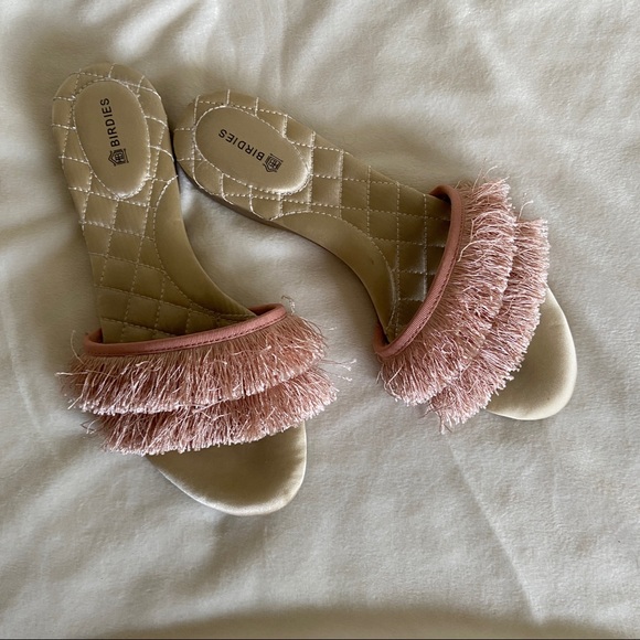 Birdies Sparrow Blush Pink Fringe Slip On Sandals 6.5 - Picture 2 of 11